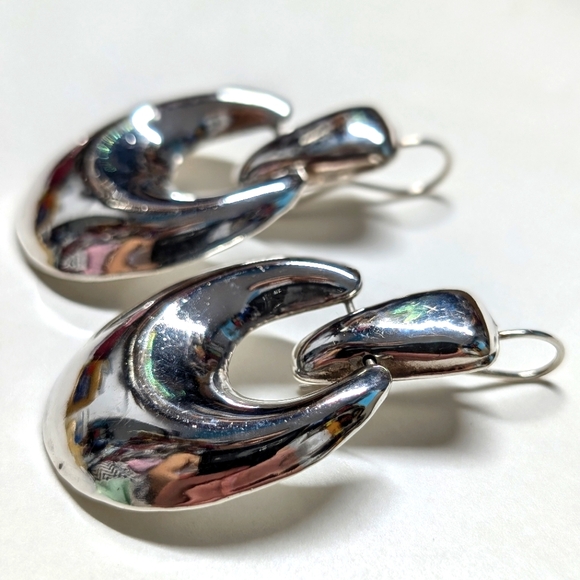 Jewelry - Vintage silver Art Deco large earrings 925